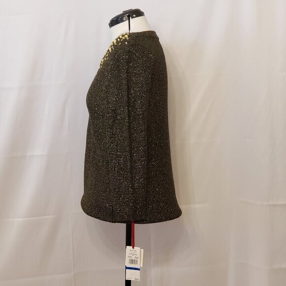 Women's Black Embellished Scoop-Neck Metallic Pullover Sweater by Ruby Rd, SZ XL - Picture 5 of 10